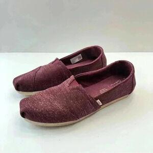 Toms Alpargata Burgundy Glimmer Shoes‎ Espadrille Womens Size 7.5